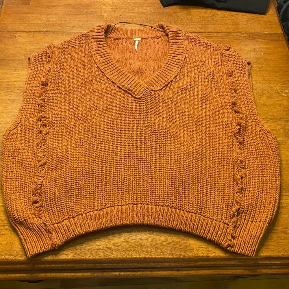 Free People Rust Clyde Oversized Sleeveless Sweater